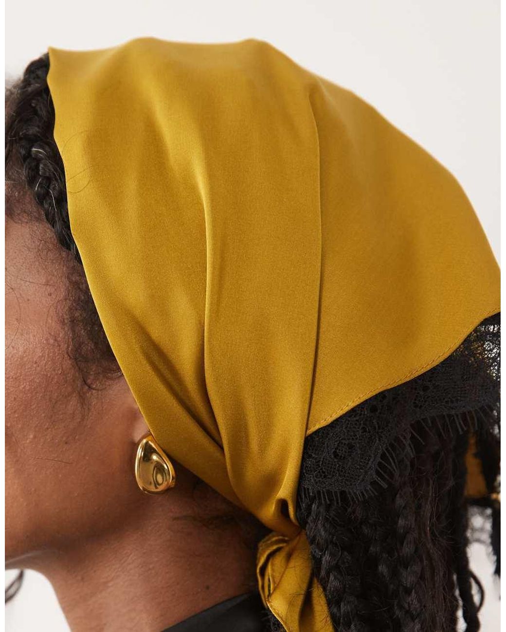 ASOS Brown Medium Scarf With Lace Trim And Tie