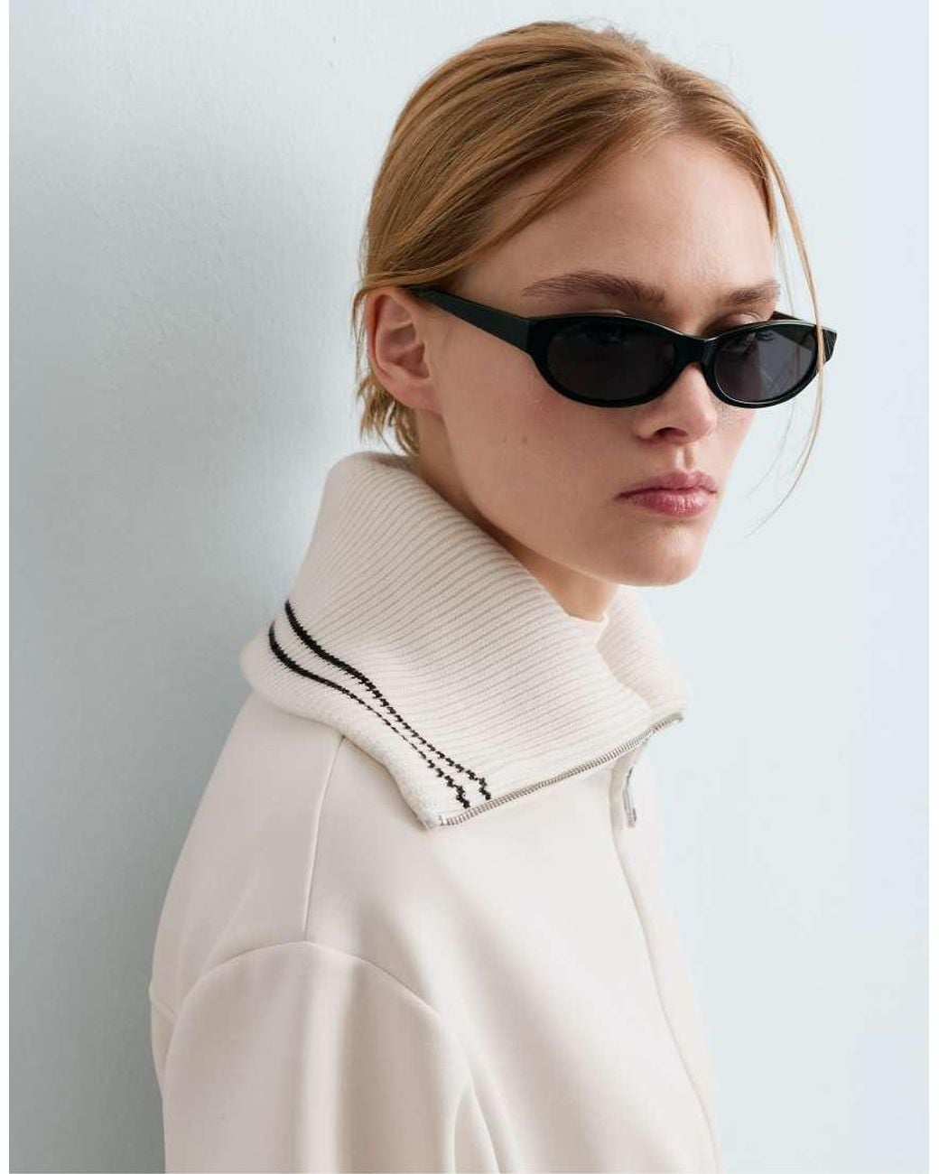 Oysho Natural Long Jacket With Modal Brushed Piping