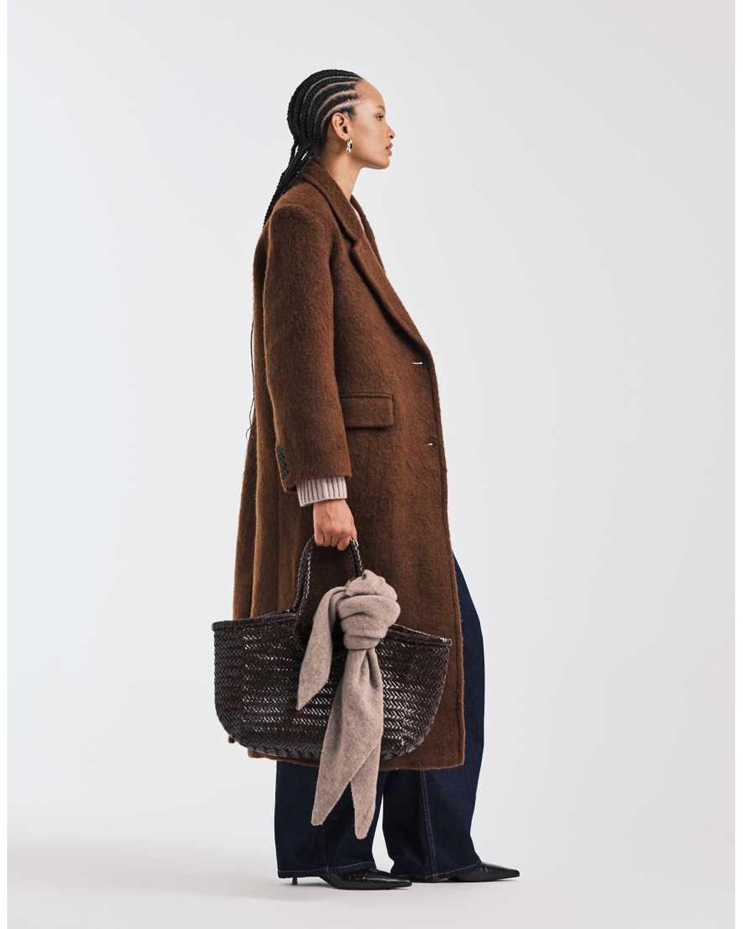 ASOS Blue Premium Brushed Wool Blend Dad Coat