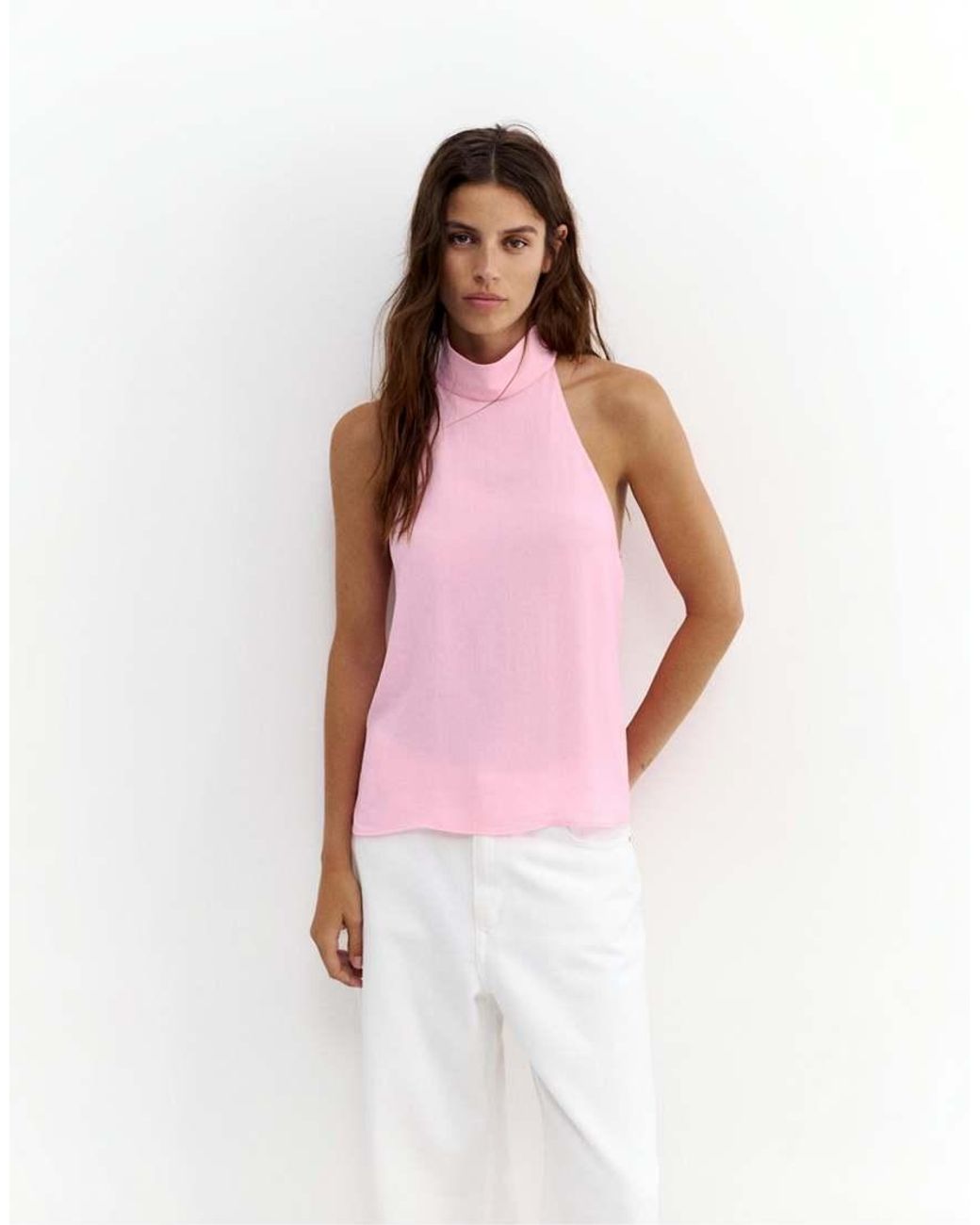 Pull&Bear White Flowing Halter Top