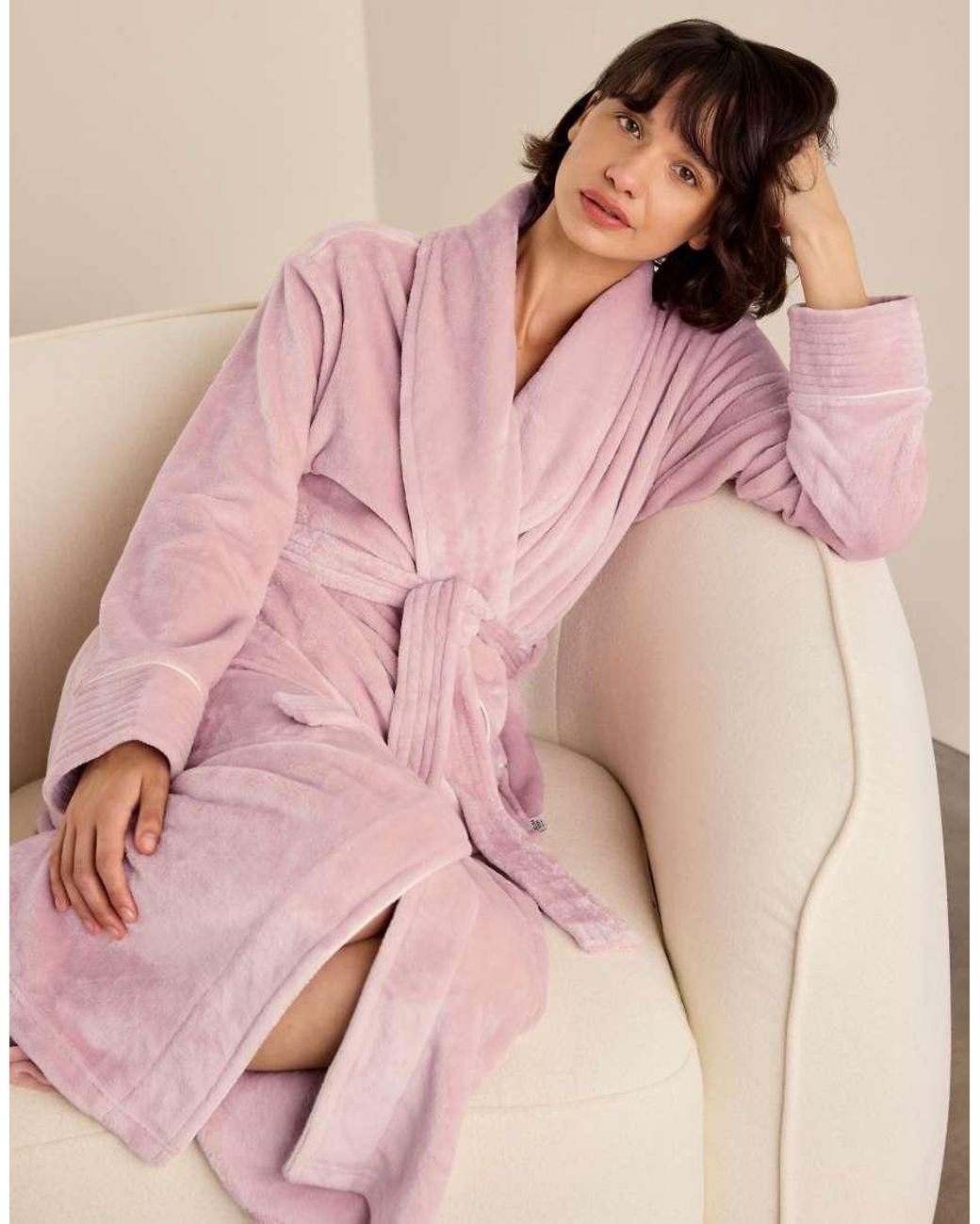 Chelsea Peers Pink Fleece Long Dressing Gown