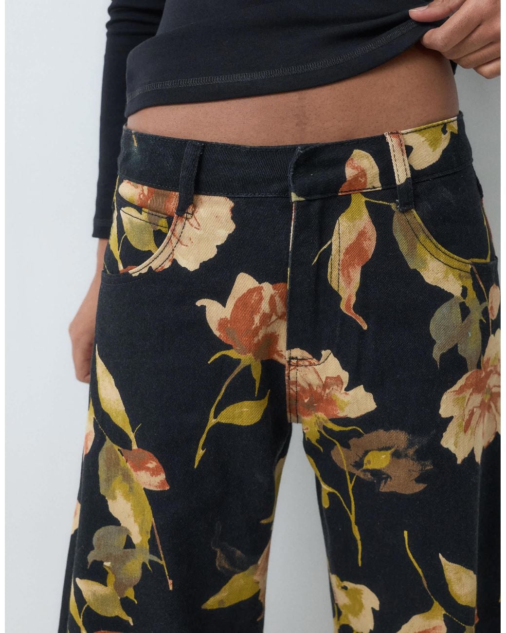 ASOS Printed Barrel Leg Trouser in Blue | Lyst