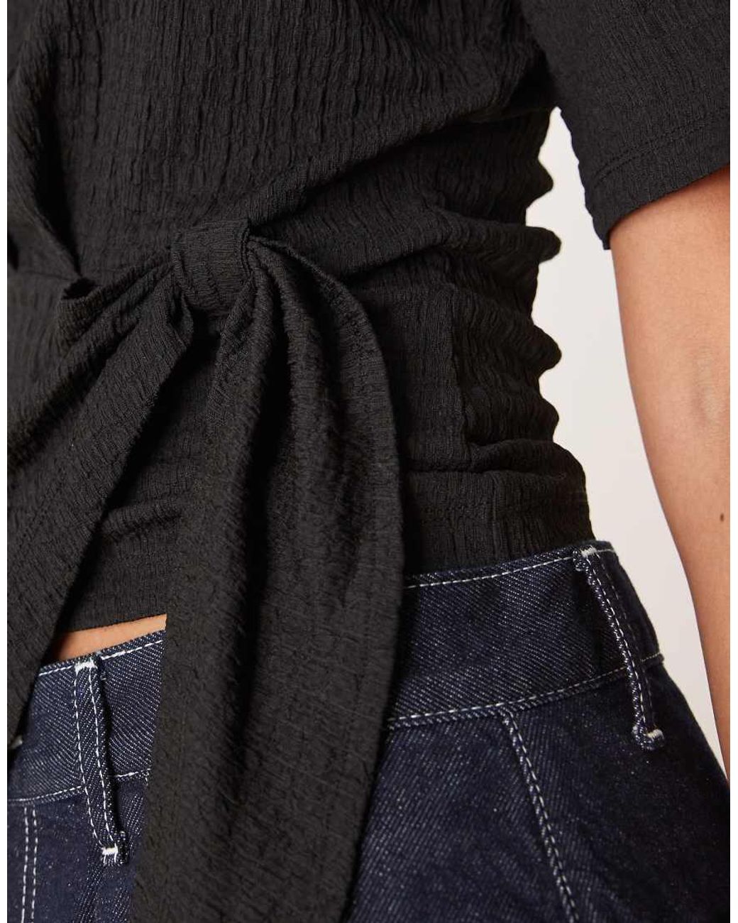 ASOS Black Cinched Side Tee With Draping Detail