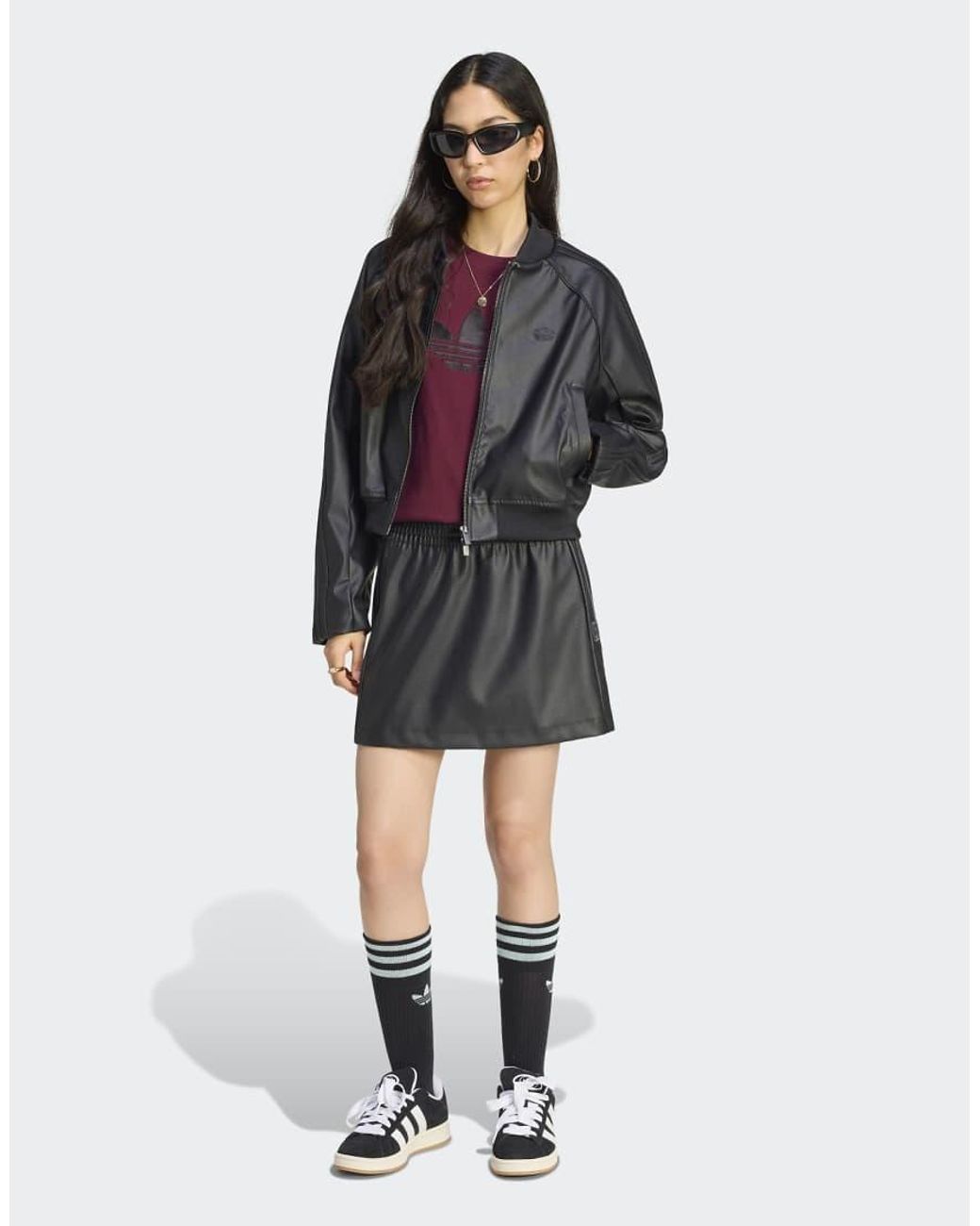 Adidas Originals Black Pleather Sst Tracktop