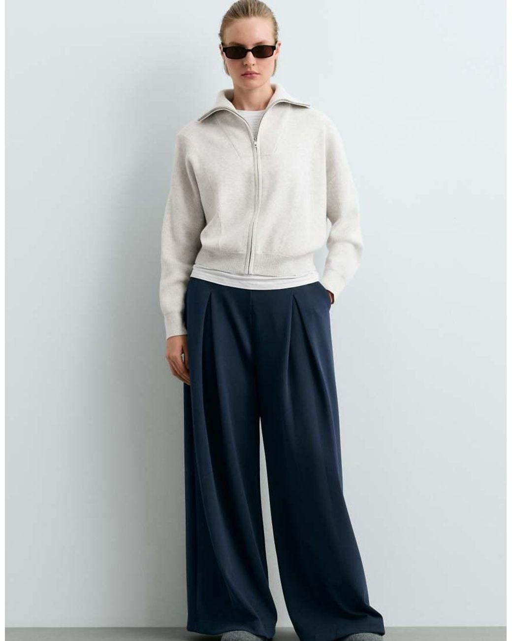 Oysho White Ribbed Knit Jacket