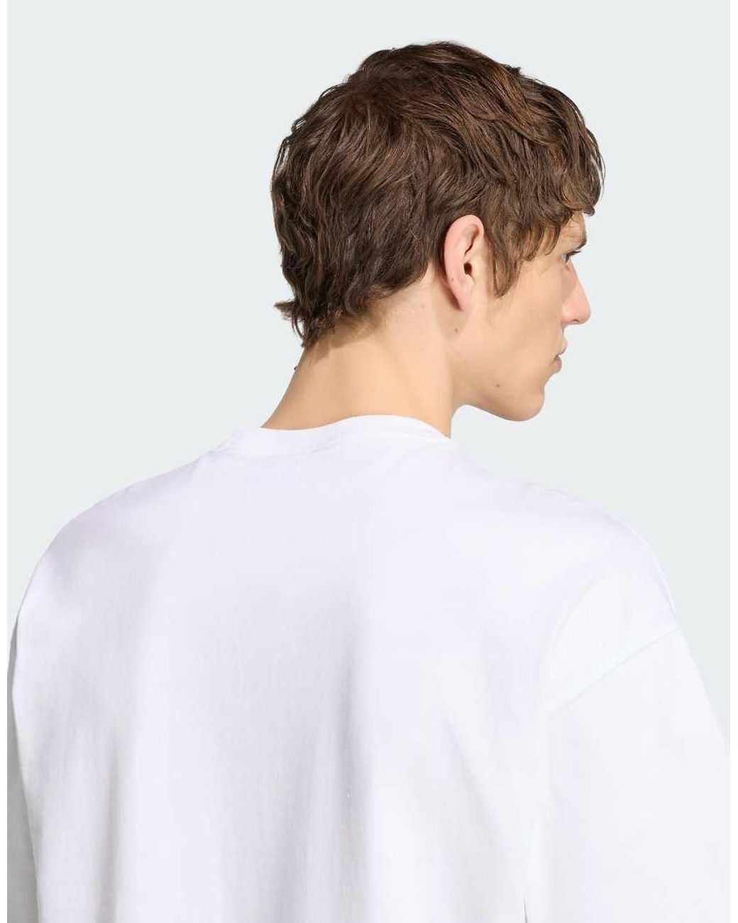 Adidas Originals White Trefoil Essentials Loose Tee for men
