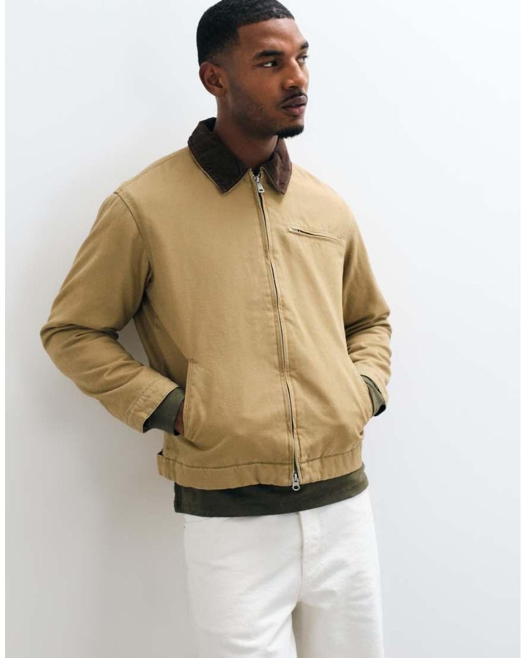 Jack & Jones Metallic Double Zip Worker Jacket With Cord Collar for men