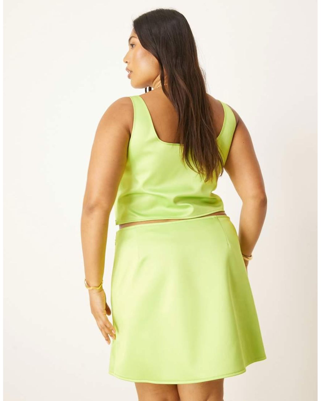 ASOS Yellow Asos Design Curve Co-Ord Satin Mini Skirt