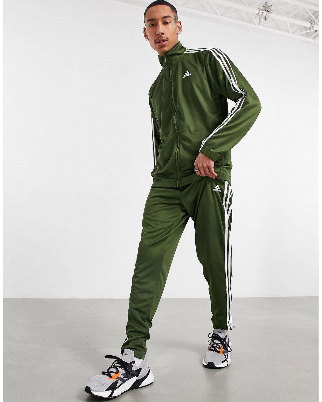 formación intencional Viaje adidas Originals Adidas Training 3 Stripe Tiro Tracksuit in Green for Men |  Lyst UK