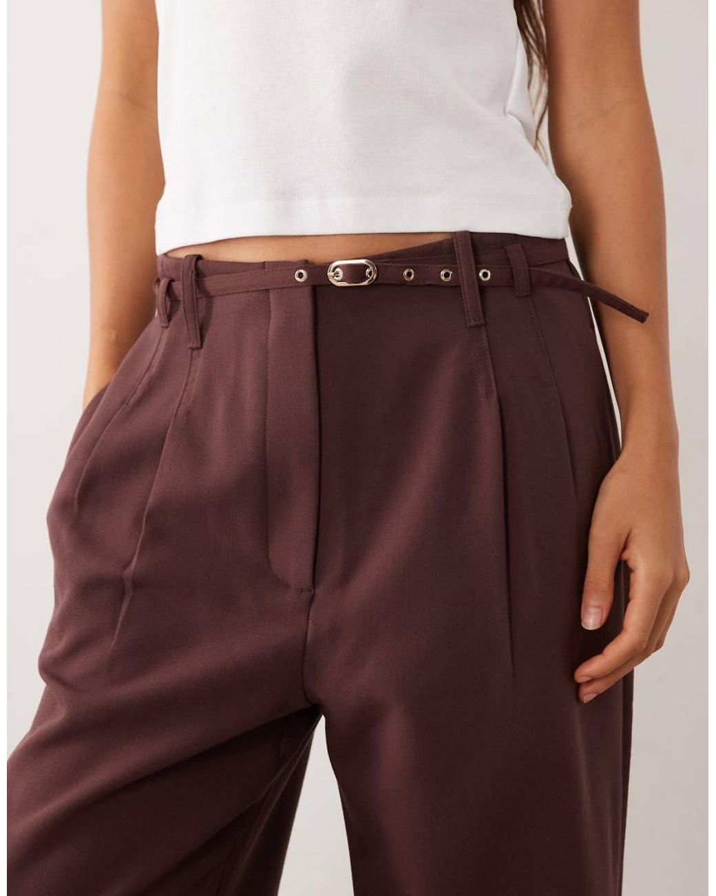 Abercrombie & Fitch Red Sloane High Rise Wide Leg Trousers With Belt