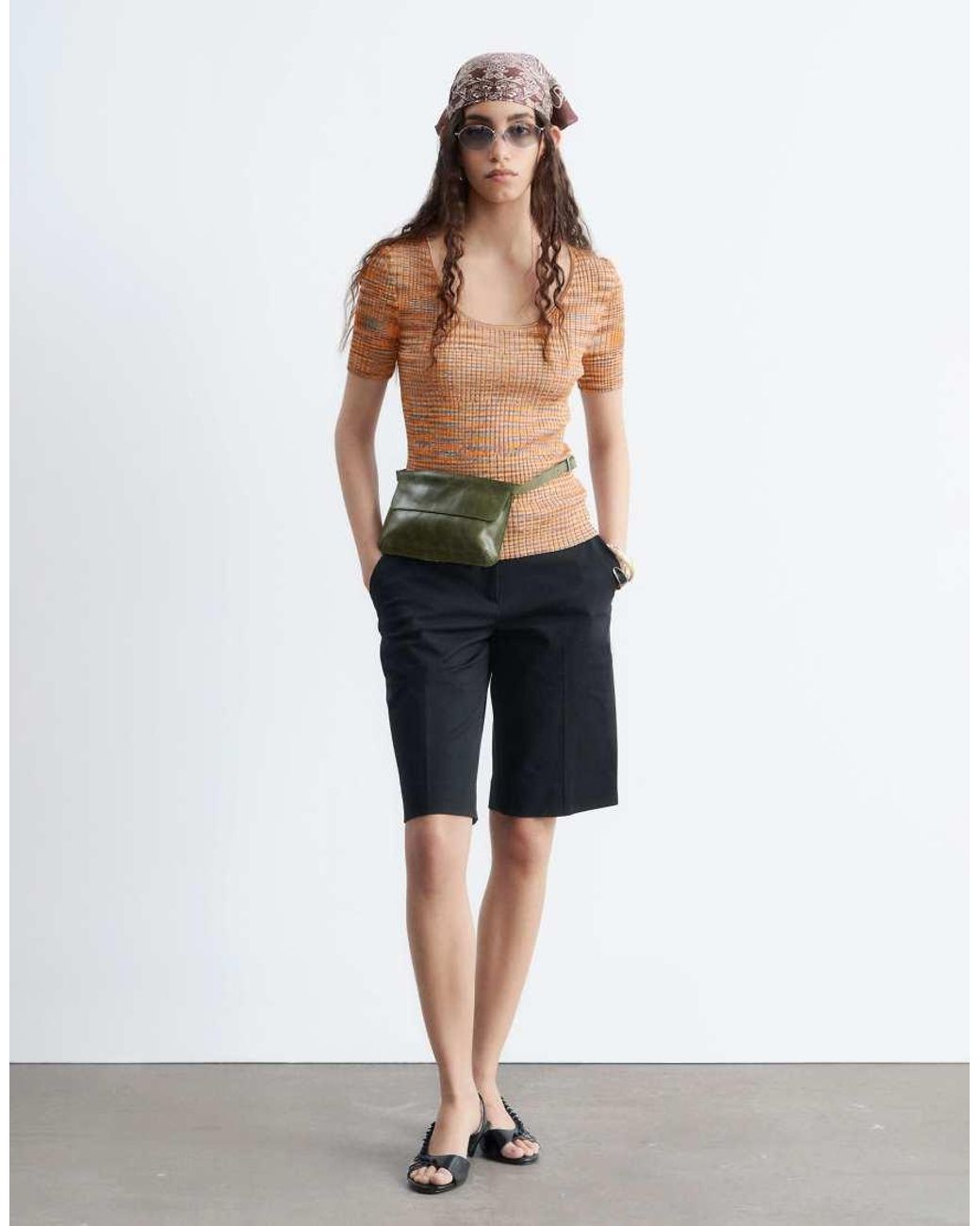 & Other Stories Blue Short Sleeve Knit Top