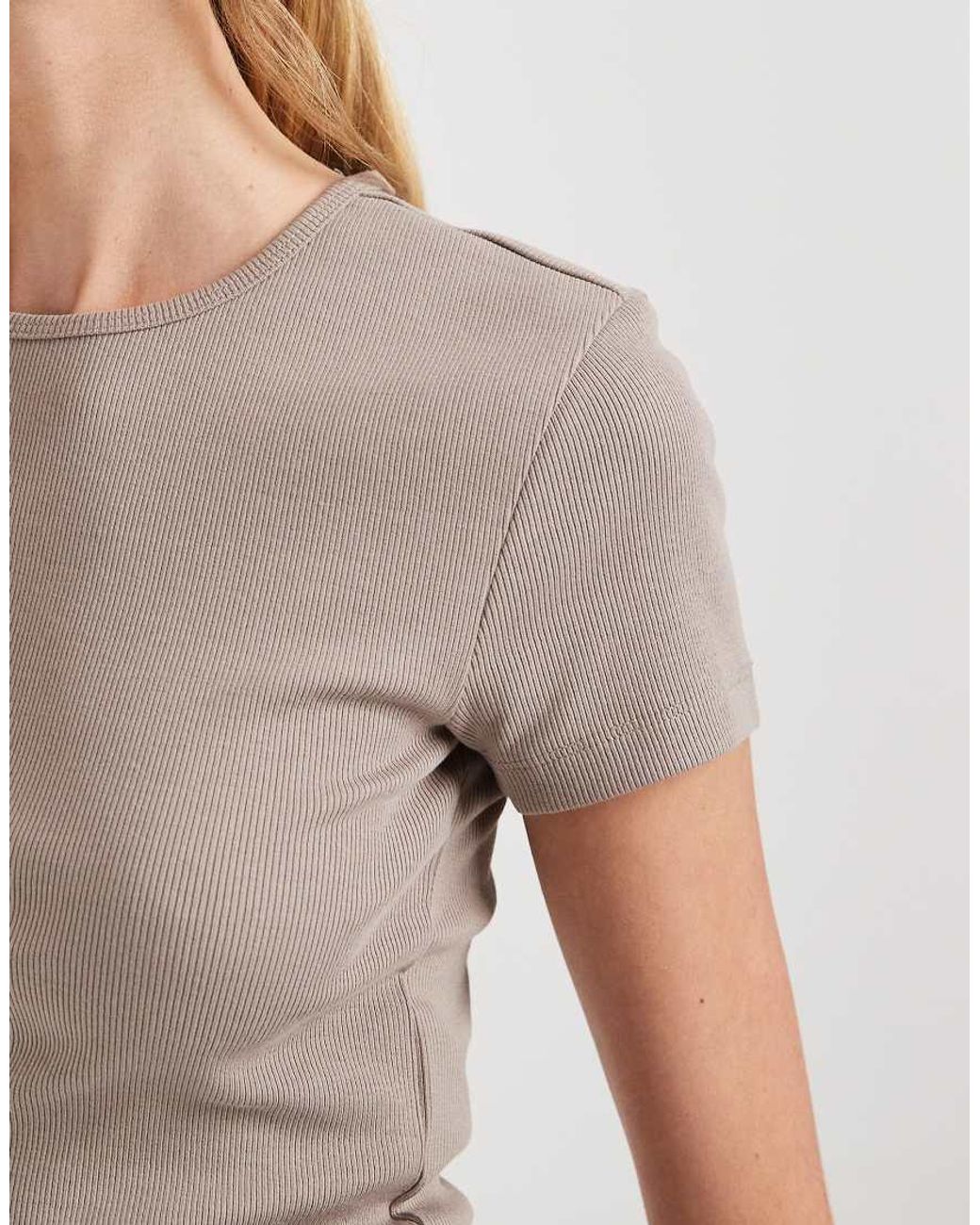 Vero Moda White Ribbed Round Neck T-shirt