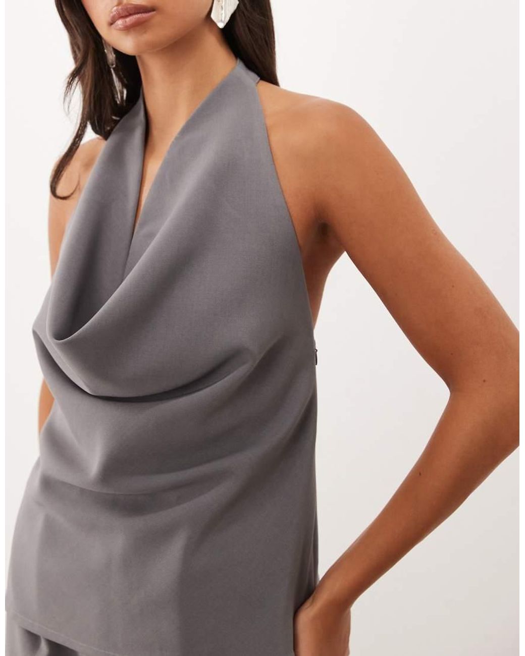 Kaiia Multicolor Exclusive Extreme Cowl Halterneck Open Back Top