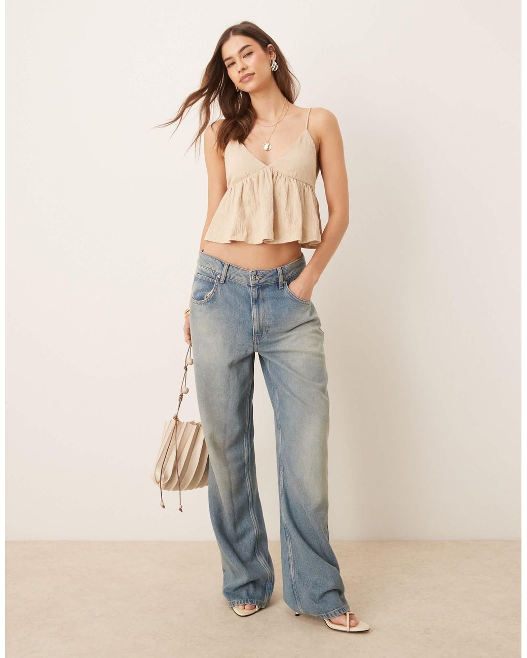ASOS Natural Crinkle Cami Top