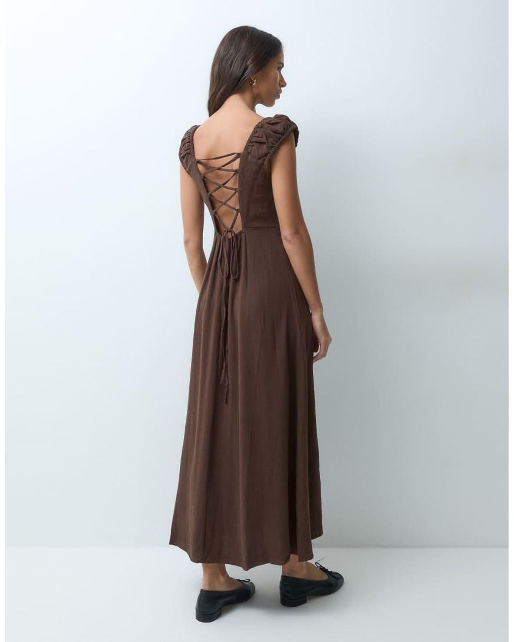 ONLY Brown Maxi Dress With Linen