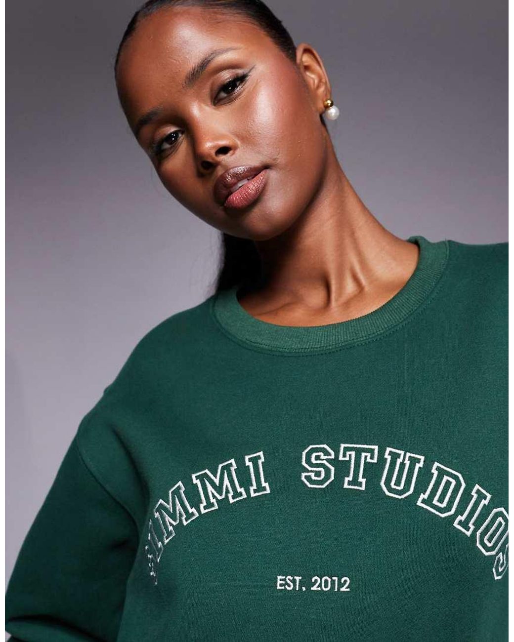 SIMMI Green Ashby Varsity Slogan Sweatshirt