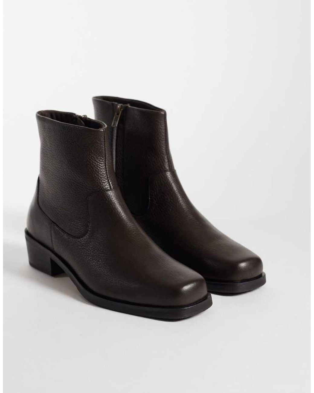 ASOS Black Zip Up Boots With Cuban Heel for men