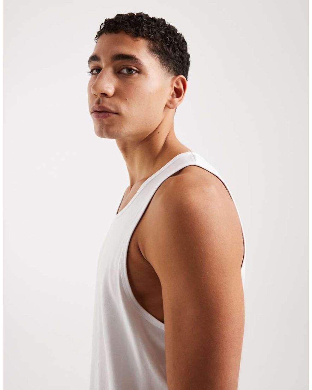 Jack & Jones White Jersey Singlet Top for men