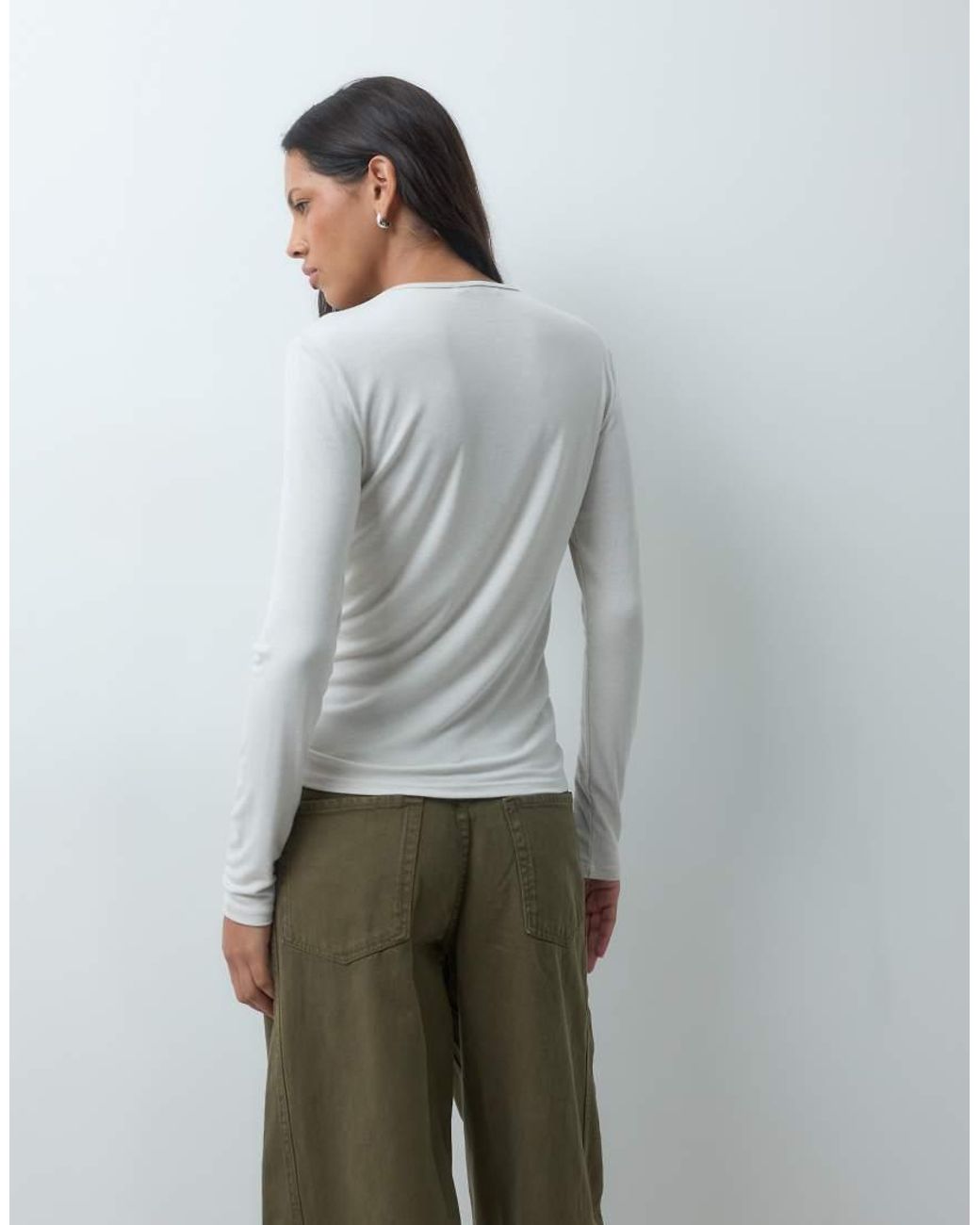 Mango Gray Long Sleeve T-Shirt