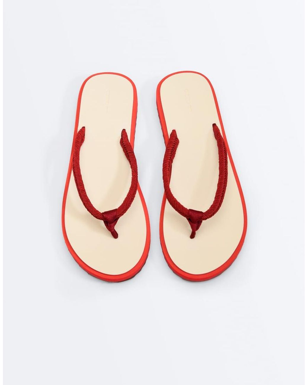 Oysho Red Braided Rope Beach Sandals