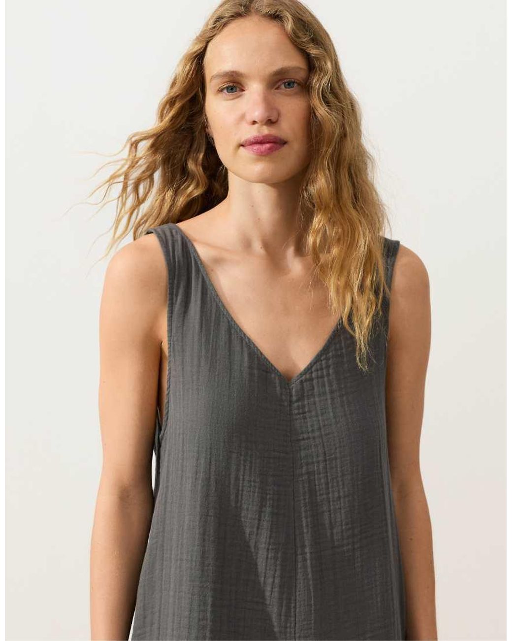 Oysho Gray Short 100% Cotton Jumpsuit