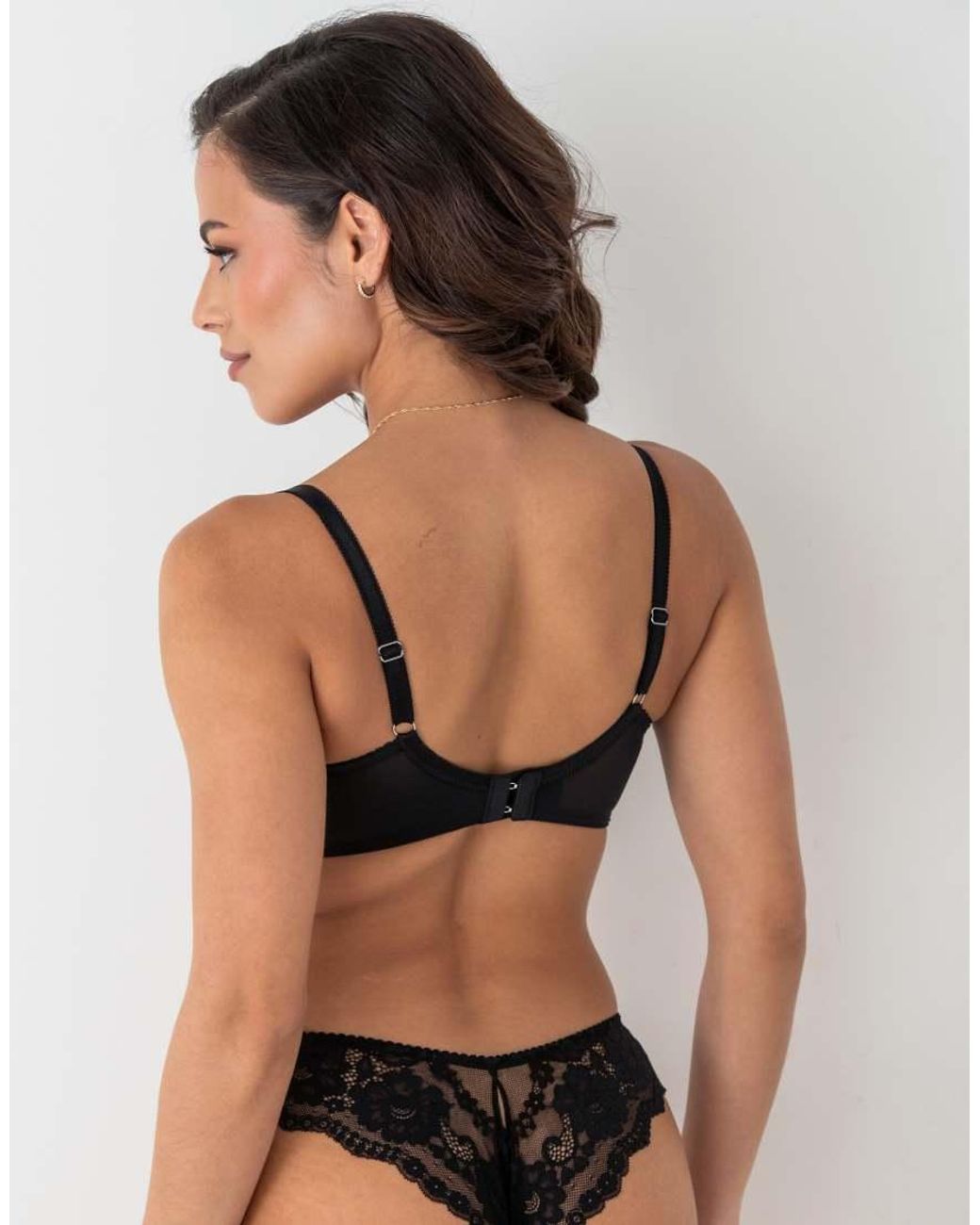 Pour Moi Black Fleur Non Padded Underwired Balconette Bra