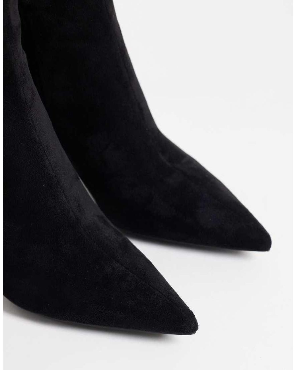 Public Desire Black Ellen Pointed Toe Heeled Knee Boots