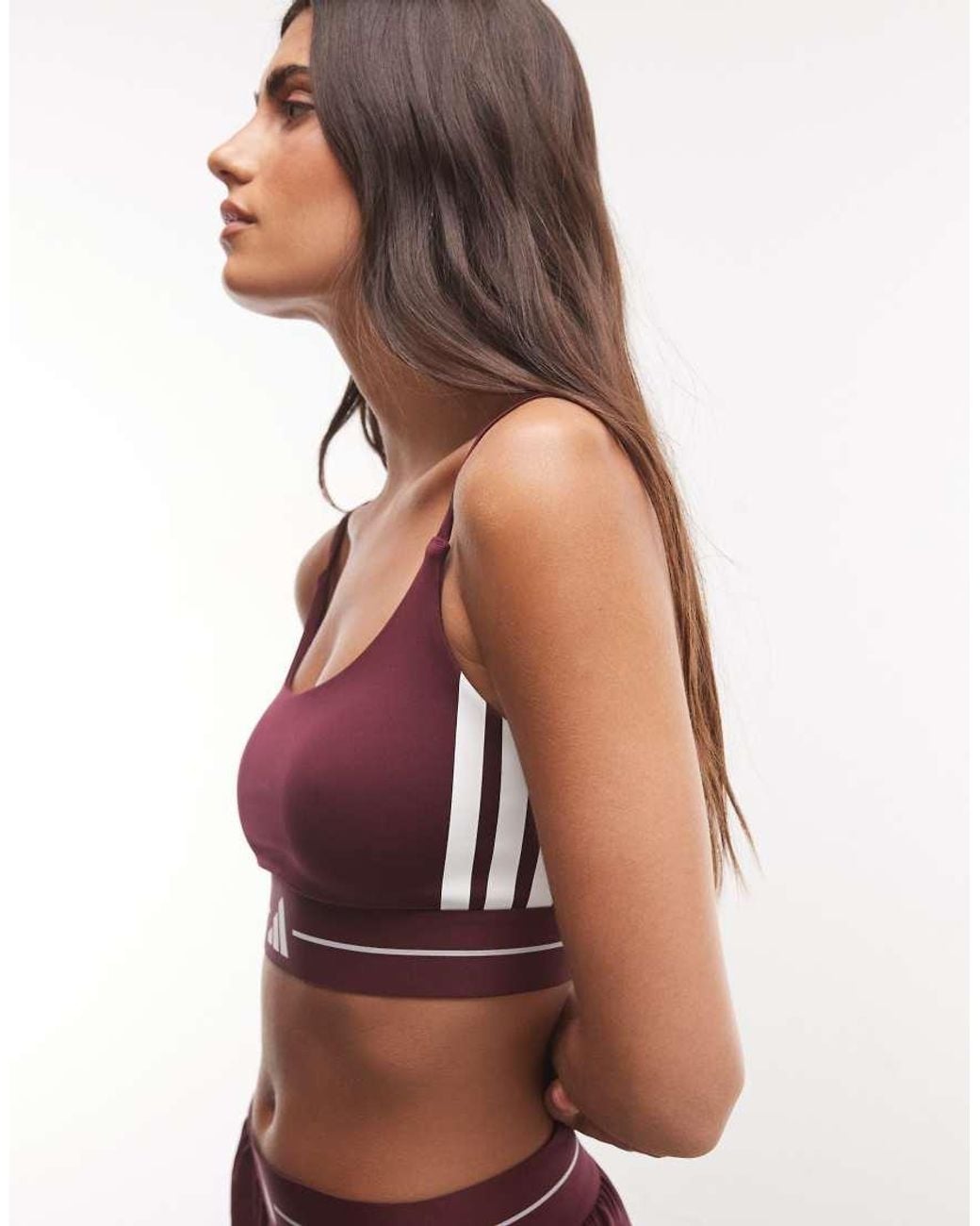 Adidas Originals Red Adidas Training Hyper Glam Padded Medium Support Bra