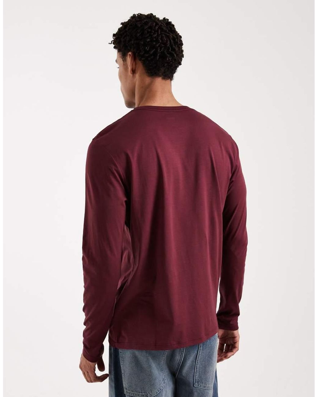 ASOS Red Premium Supima Cotton Regular Fit Long Sleeve T-shirt for men