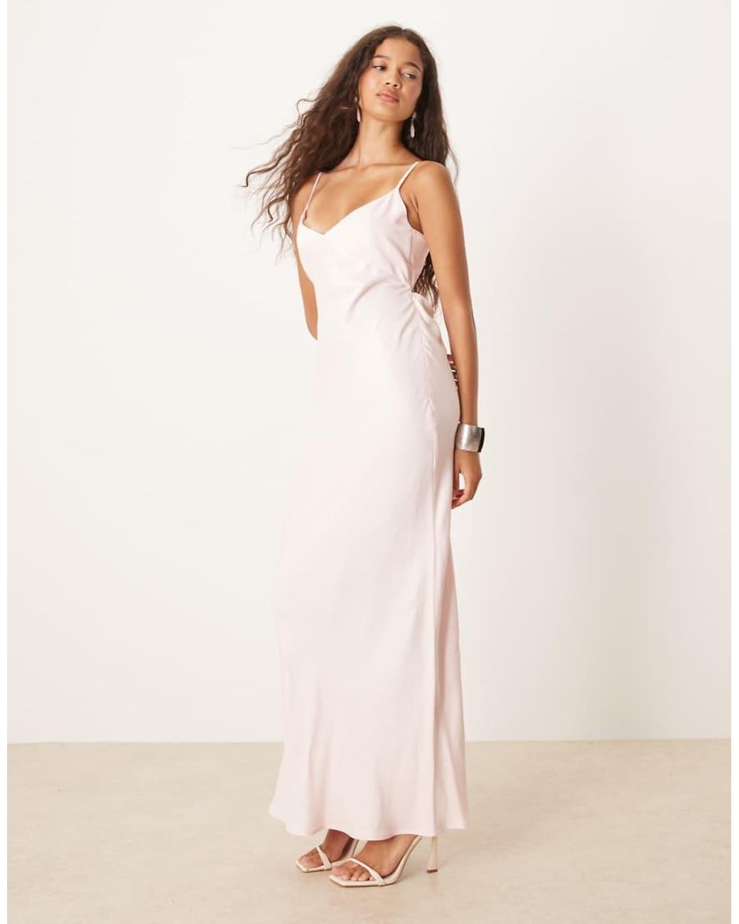 ASOS Pink Satin Tie Back Maxi Dress