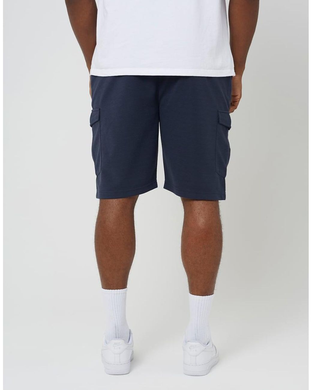 Brave Soul Blue Textured Cargo Shorts for men