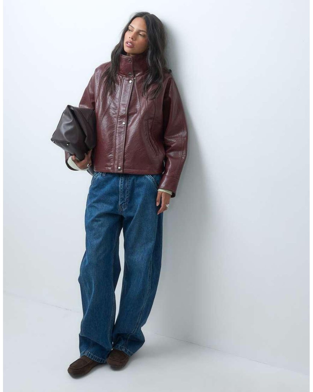 ASOS Purple 80s Batwing Leather Look Jacket