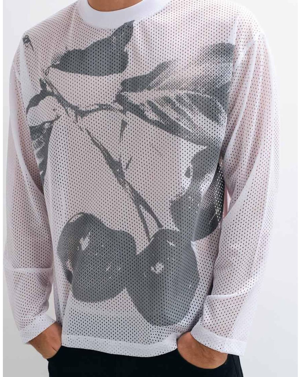 ASOS White Oversized Long Sleeve T-shirt With Cherry Graphic for men