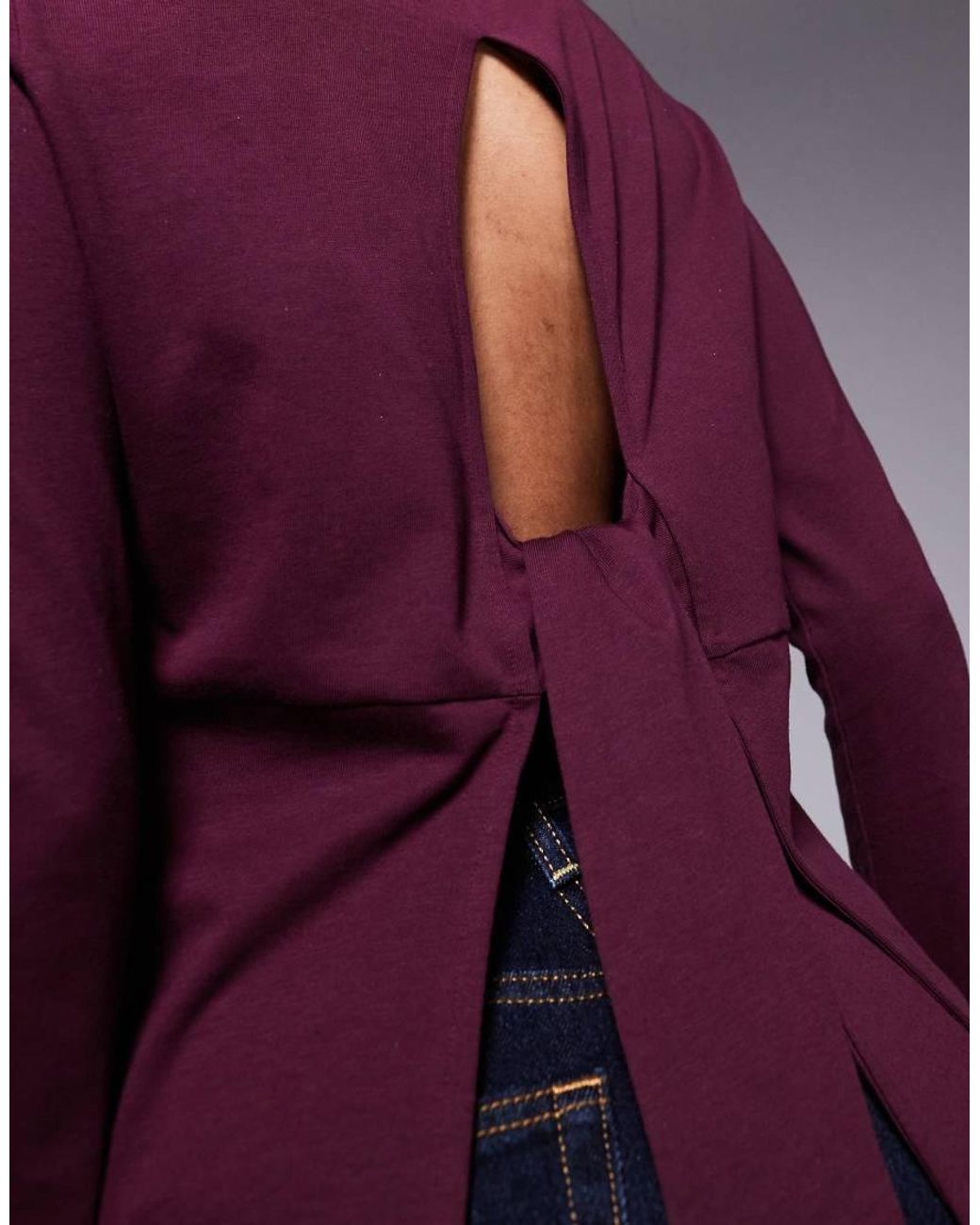 ASOS Purple Longline Top With Open Tie Back Detail