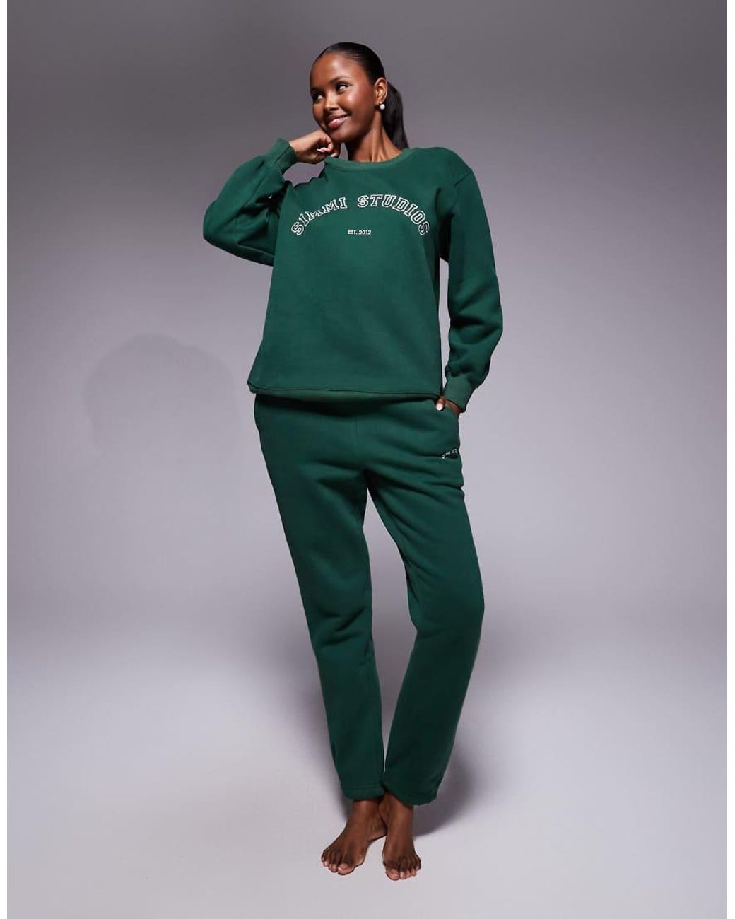SIMMI Green Ashby Varsity Slogan Sweatshirt