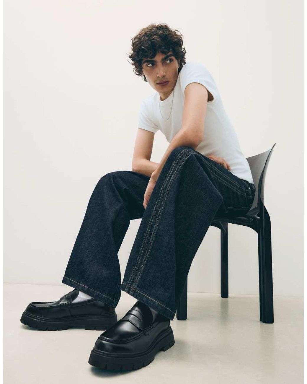 Bershka Blue Penny Loafers for men