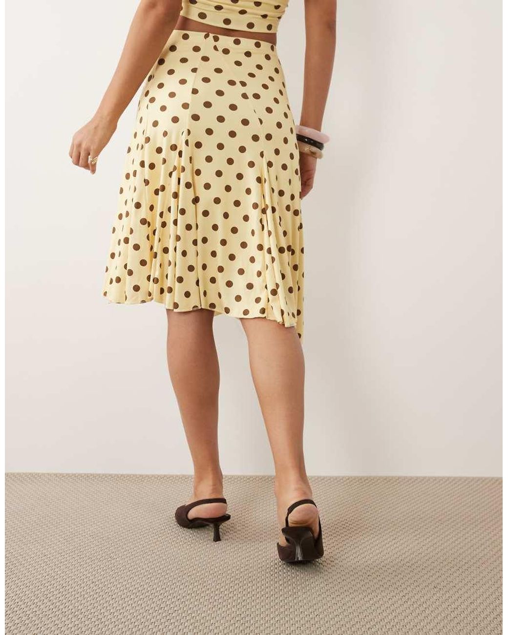 Missy Empire Natural Missy Empire Slinky Godet Hem Midi Skirt