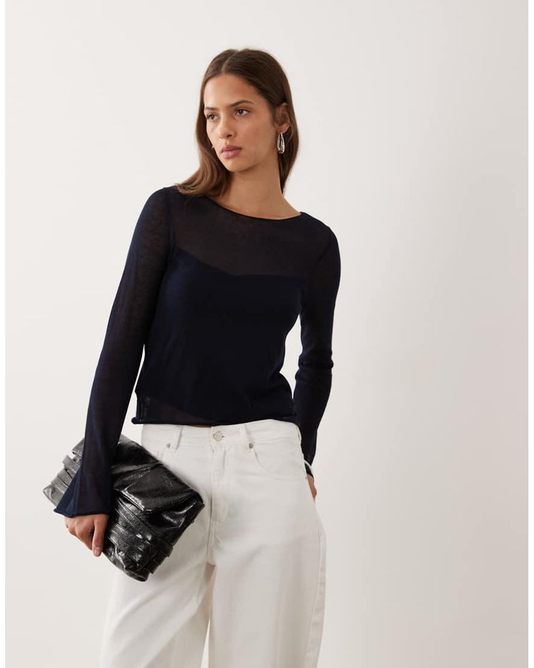 Mango White Teen Sweater With Flared Sleeves