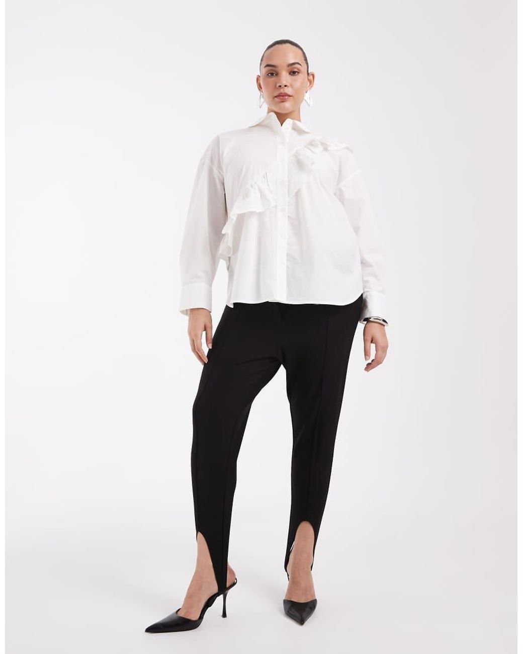 Vero Moda White Asymmetric Ruffle Shirt
