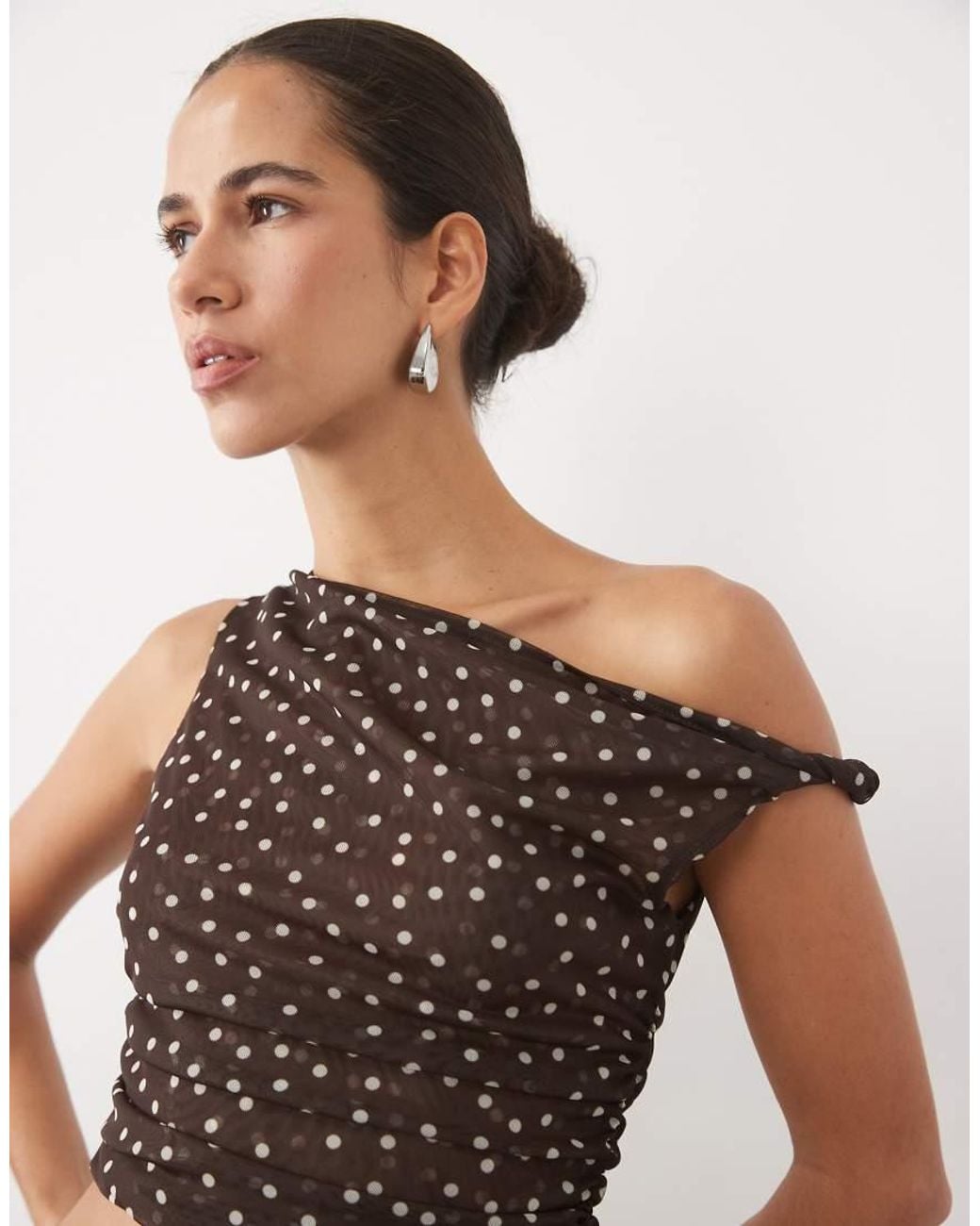 New Look Brown Fallen Shoulder Top