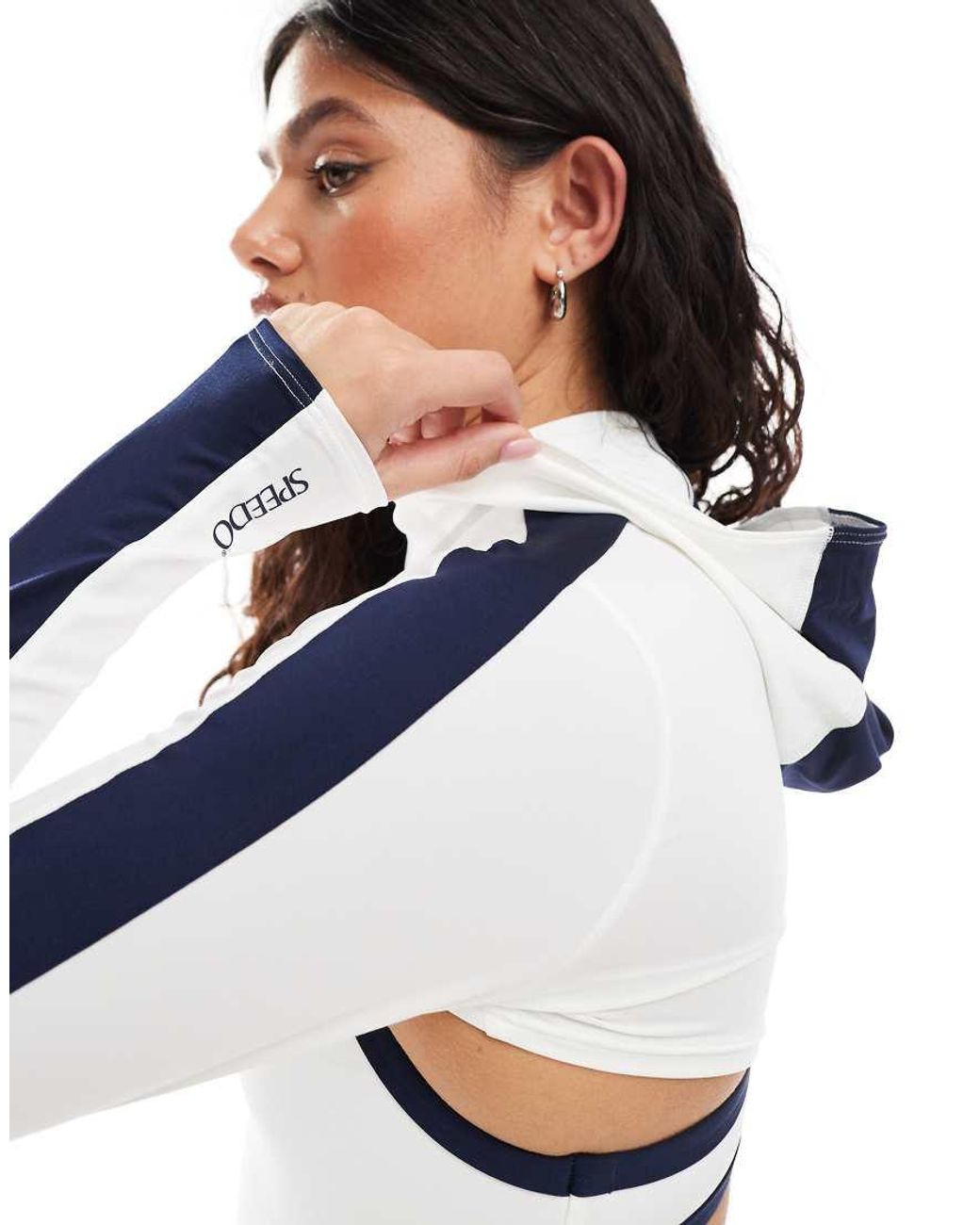 Speedo Blue Swim Tops Long Sleeve Hooded Shrug Top