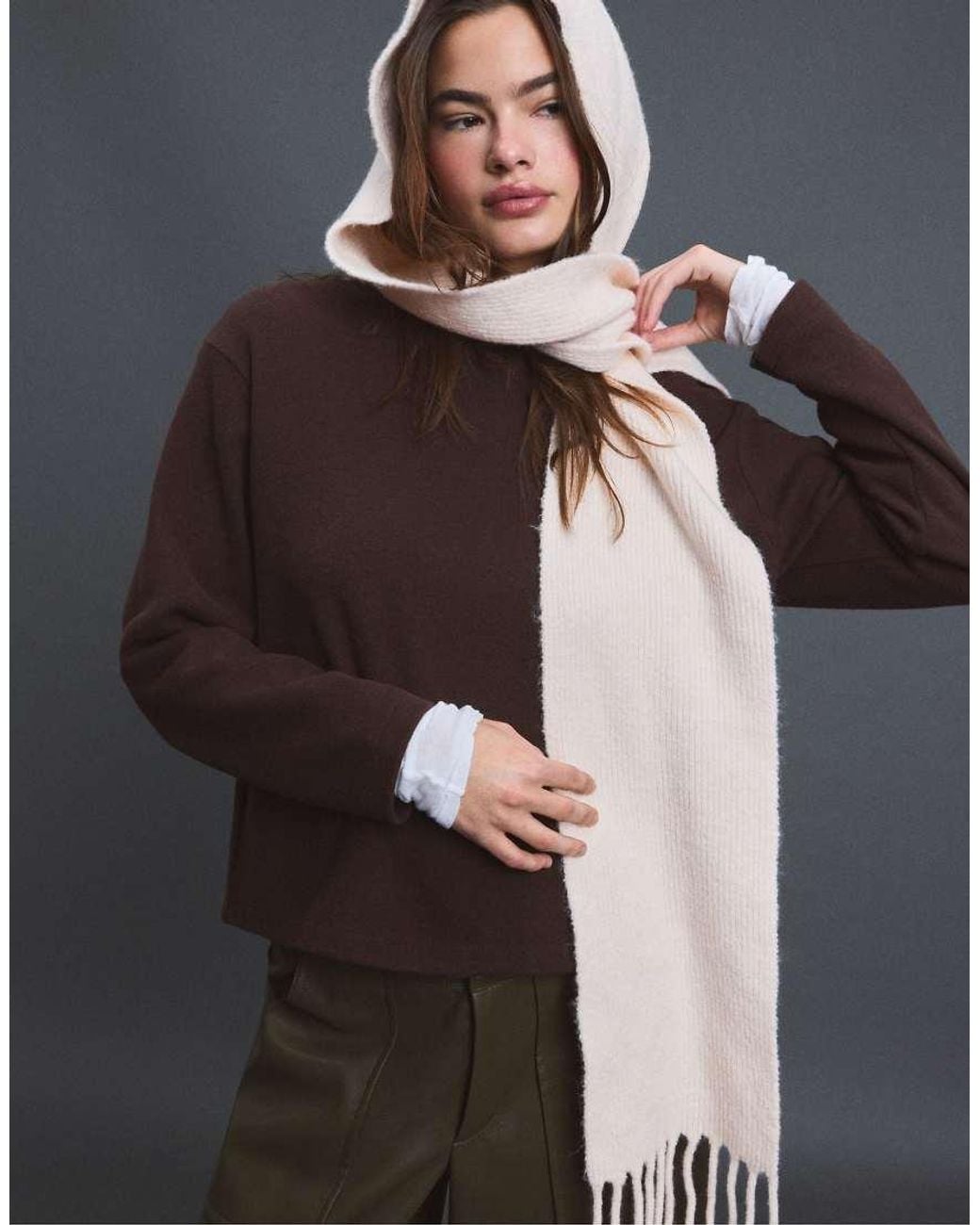 Stradivarius White Balaclava Scarf