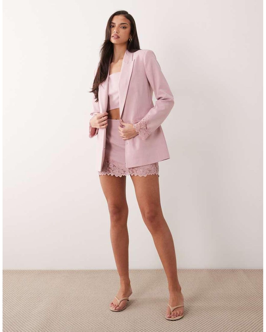 ASOS Pink Blazer With Applique Lace