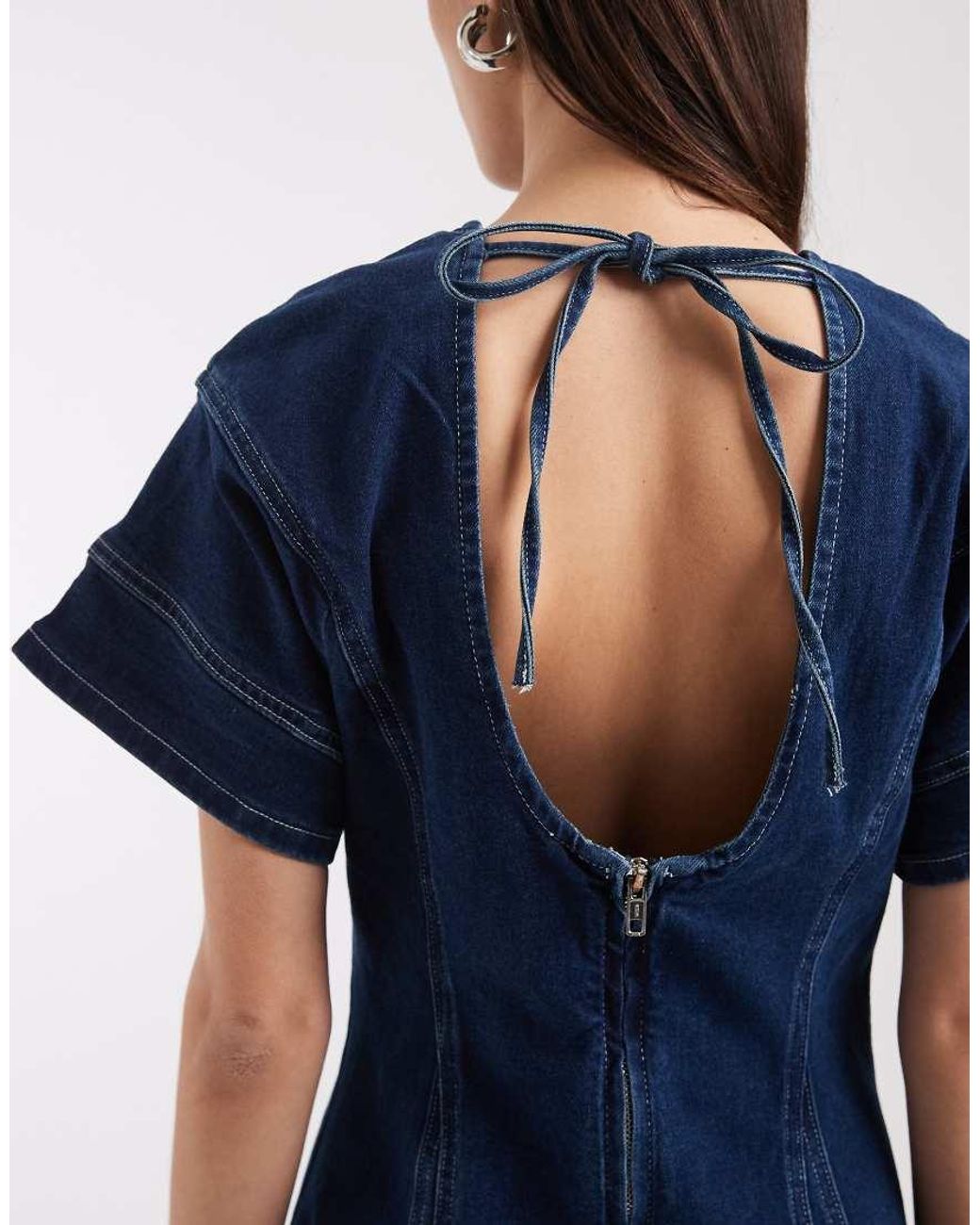 River Island Blue Denim Seam Detail Dress