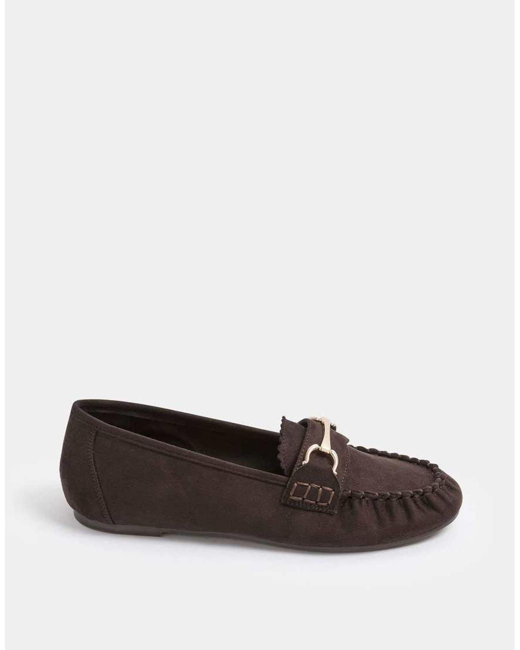 Yours Clothing Brown Faux Suede Loafers