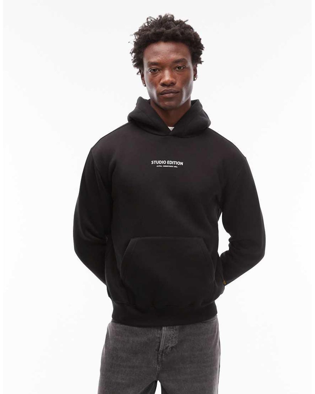 Alpha Industries Black Studio Edition Logo Hoodie for men