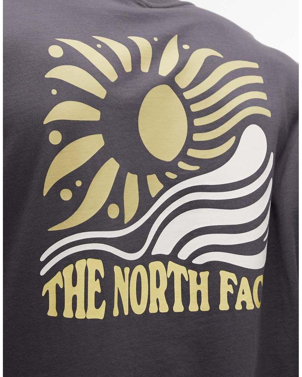 The North Face Gray Sun Backprint Oversized T-shirt for men