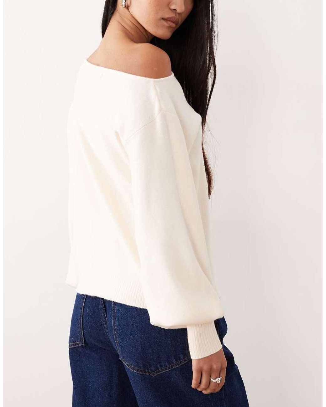 Threadbare Natural Off Shoulder Slouchy Sweatshirt