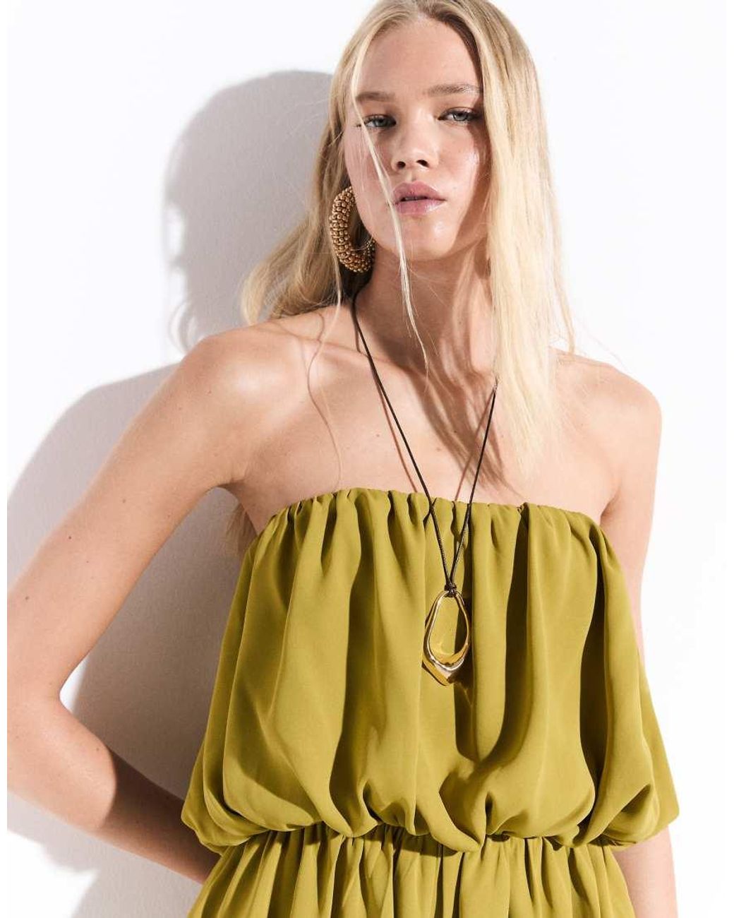ASOS Green Satin Bubble Playsuit