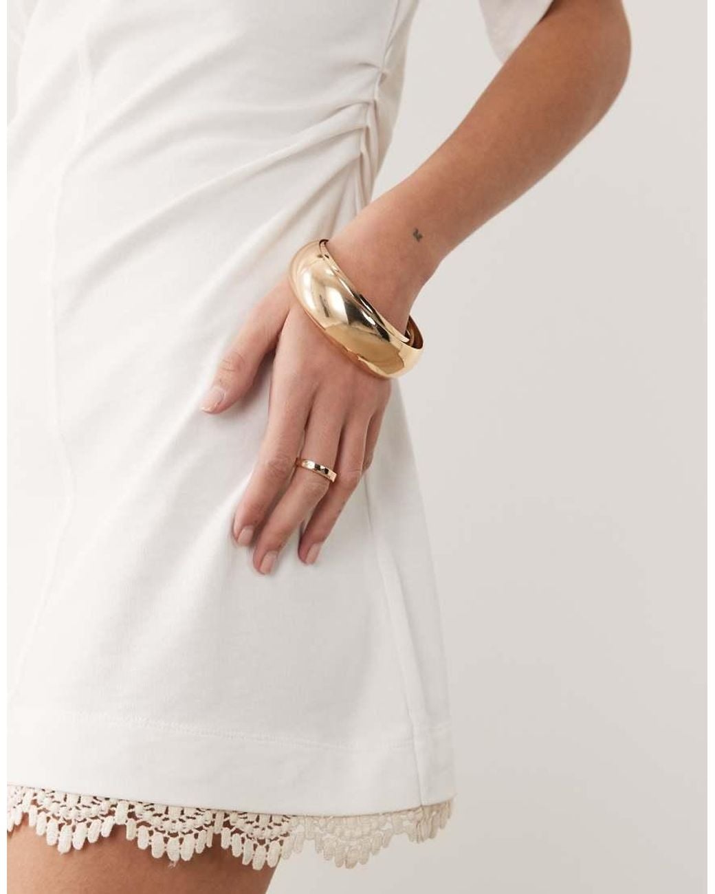 ASOS White Cinched Waist Mini Dress With Lace Detail